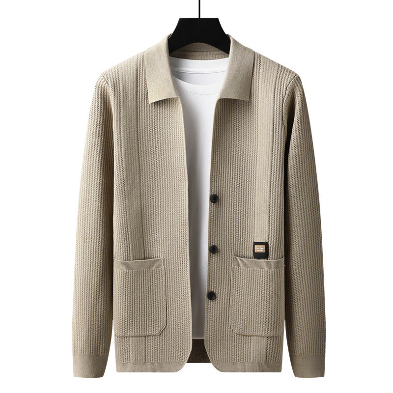 Herren Modische Strickjacke mit Lochmuster Drune