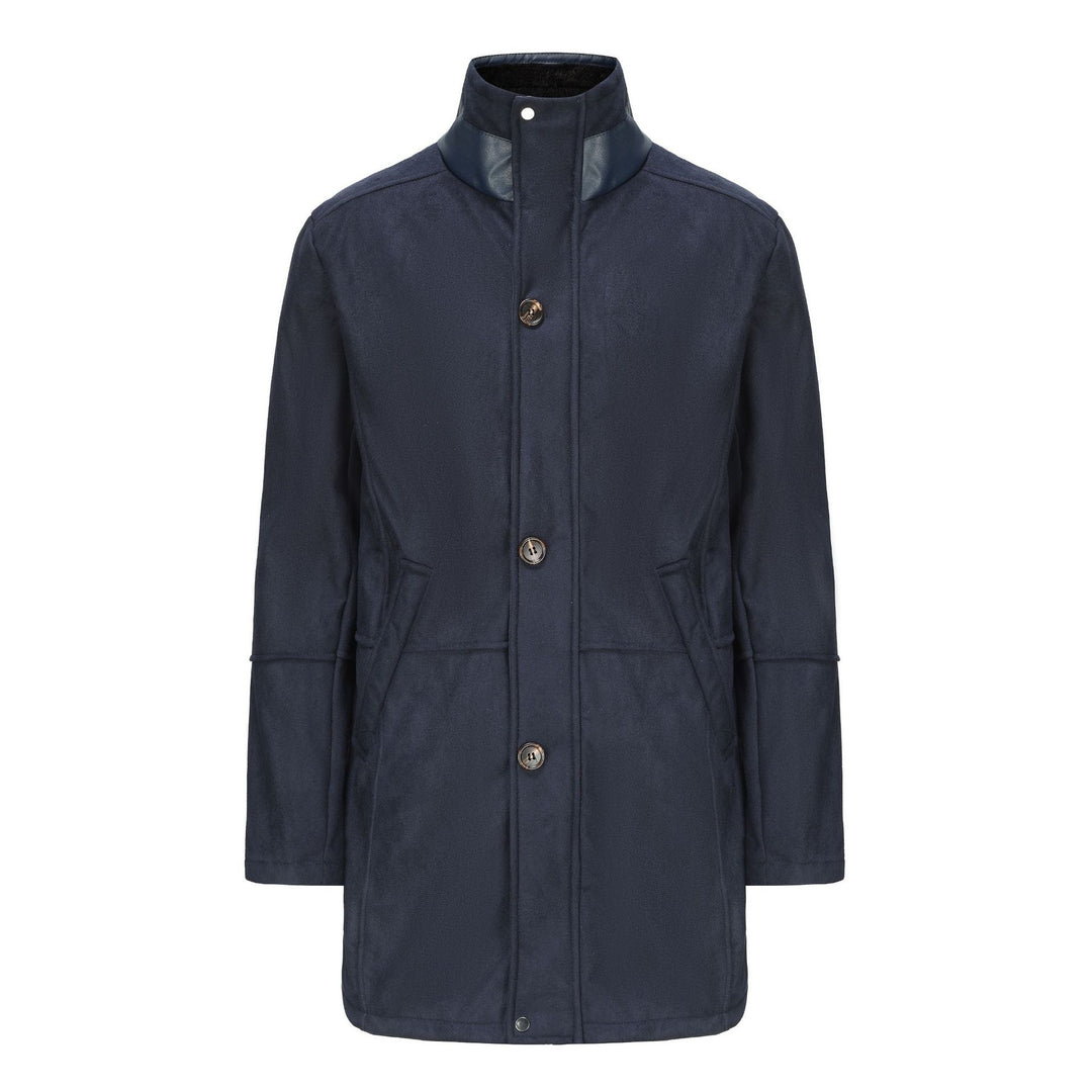 Herren Mantel im Fieldcoat‑Style mit Teddykragen und Zweiwege-Reißverschluss Drune
