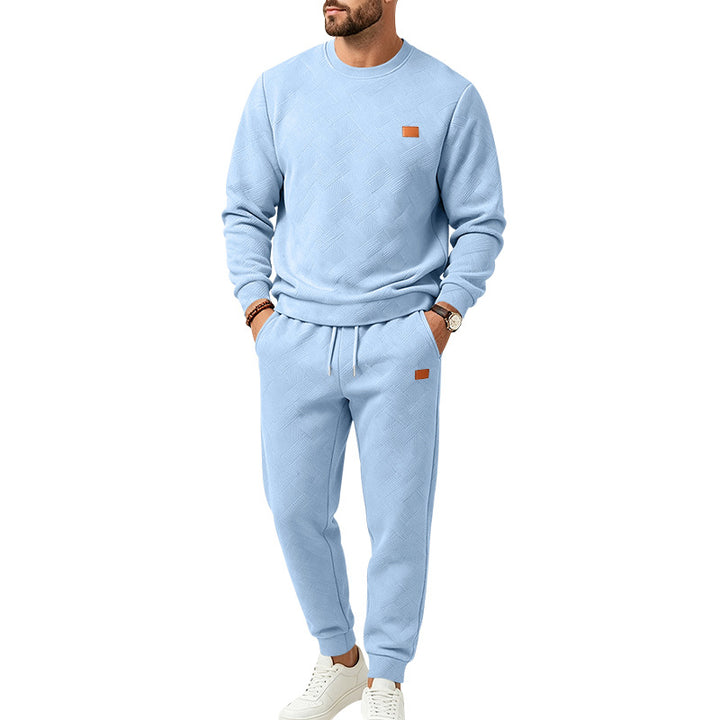 Herren Gemustertes Komfort-Sweatset mit Rundhals-Sweatshirt und Kordel-Jogginghose Drune