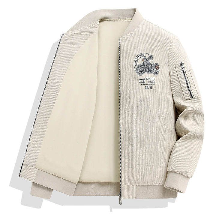 Herren Modische Bomberjacke mit stylischem Motorrad-Design Drune