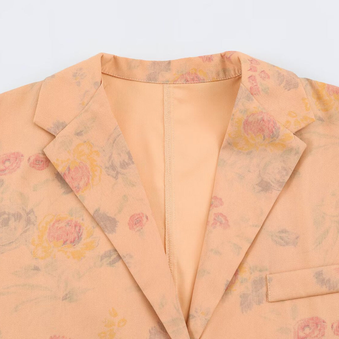 Damen Leichtgewichtiger Blazer mit floralem Alloverprint und kastiger Cropped-Silhouette Drune