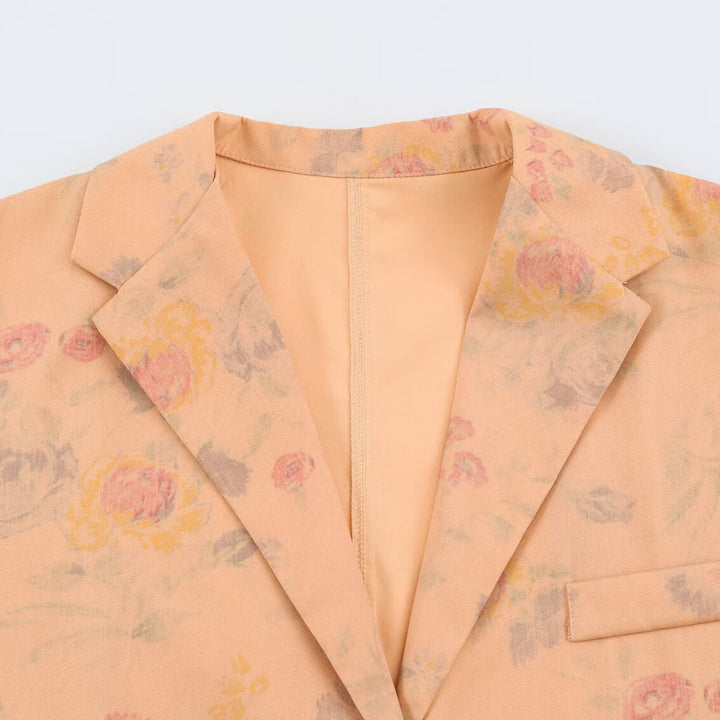 Damen Leichtgewichtiger Blazer mit floralem Alloverprint und kastiger Cropped-Silhouette Drune