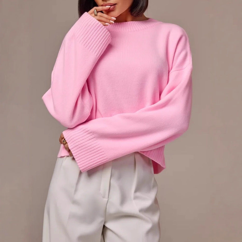 Damen Modischer Cropped Pullover mit weitem Schnitt