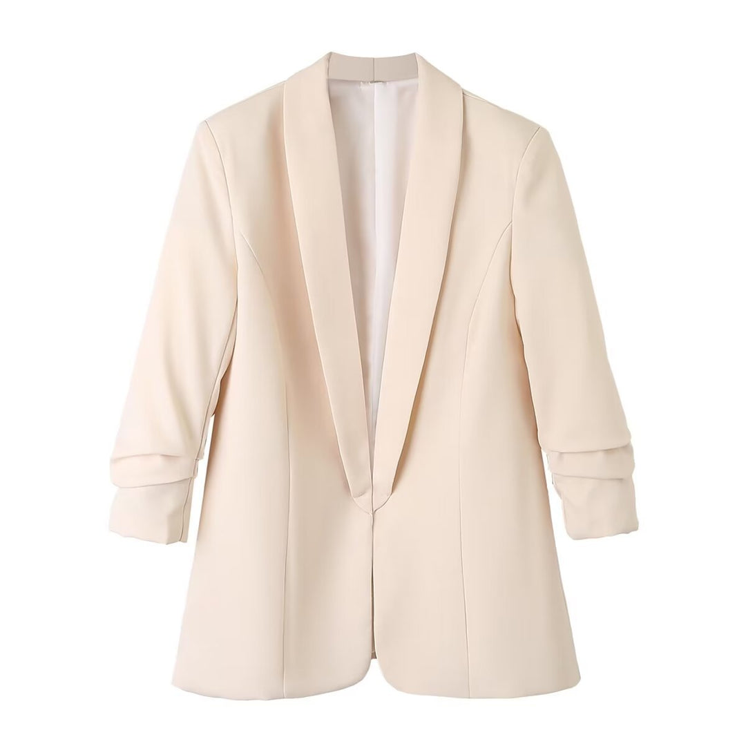 Damen nan langer unstrukturierter Blazer mit Schalkragen und krempelbaren Ärmeln Drune