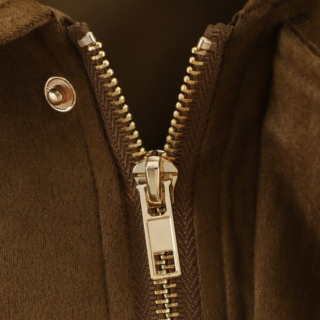 Damen Oversized Cropped Jacke in Wildlederoptik mit Cut-Out-Schultern und Tunnelzugsaum Drune