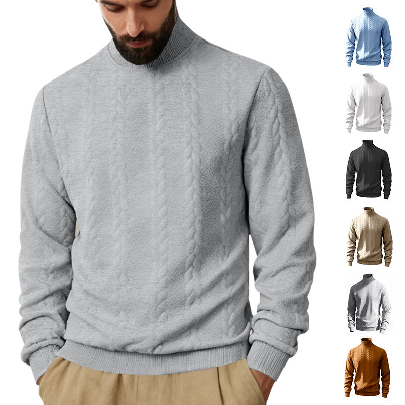 Herren nan feiner Zopfmuster-Rollkragenpullover mit schmaler Passform, geripptem Kragen und elastischen Bündchen Drune