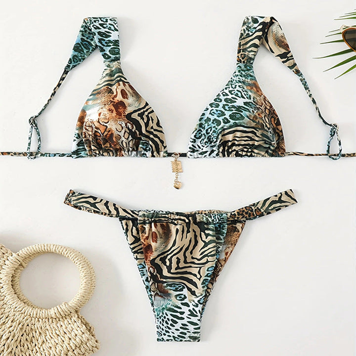 Damen zweiteiliges Tiermuster-Bikini-Set Drune