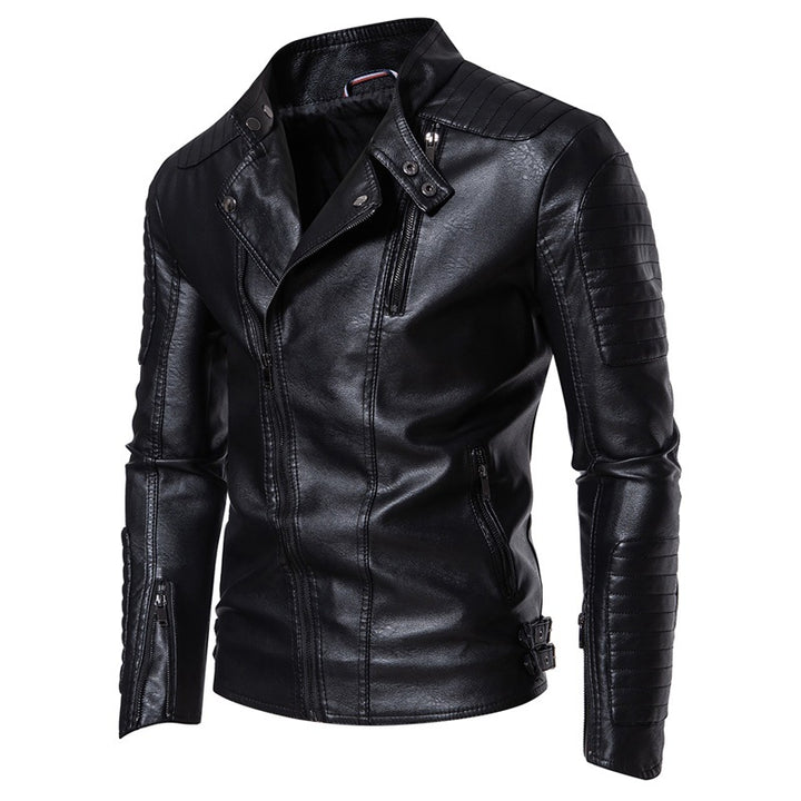 Herren Modische Bikerjacke aus Kunstleder Drune