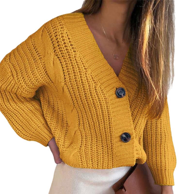 Damen lässige Strickjacke mit Knopfdetails und modernen Texturen Drune