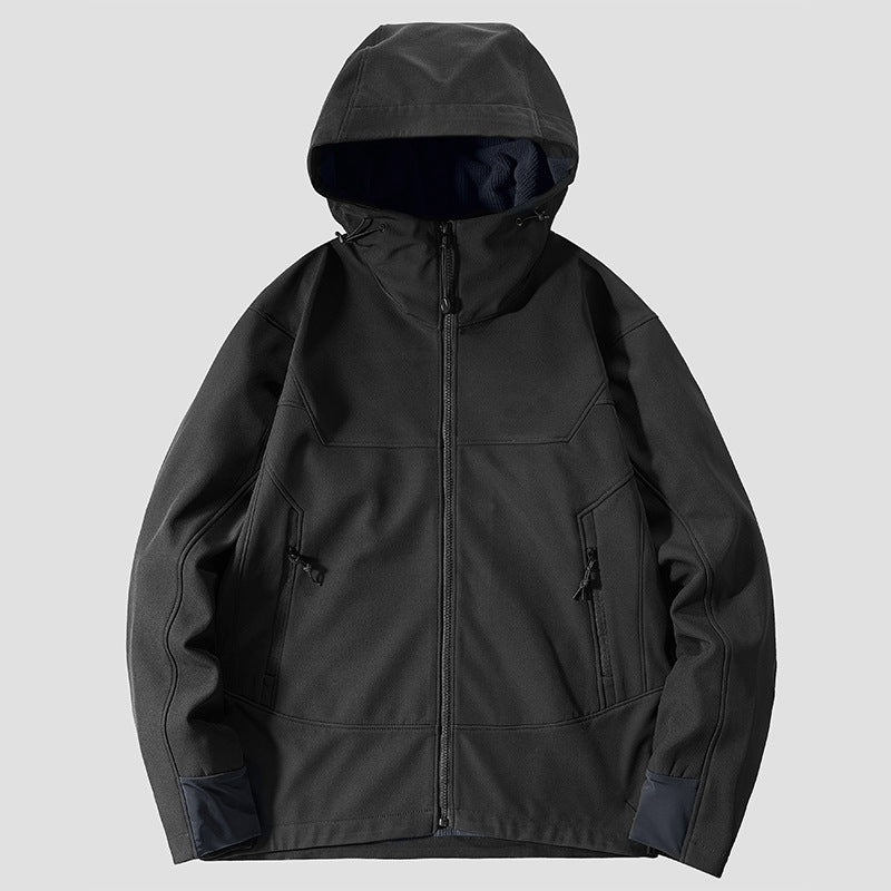 Herren Softshell Outdoorjacke mit winddichter, atmungsaktiver Membran und verstellbarer Kapuze Drune