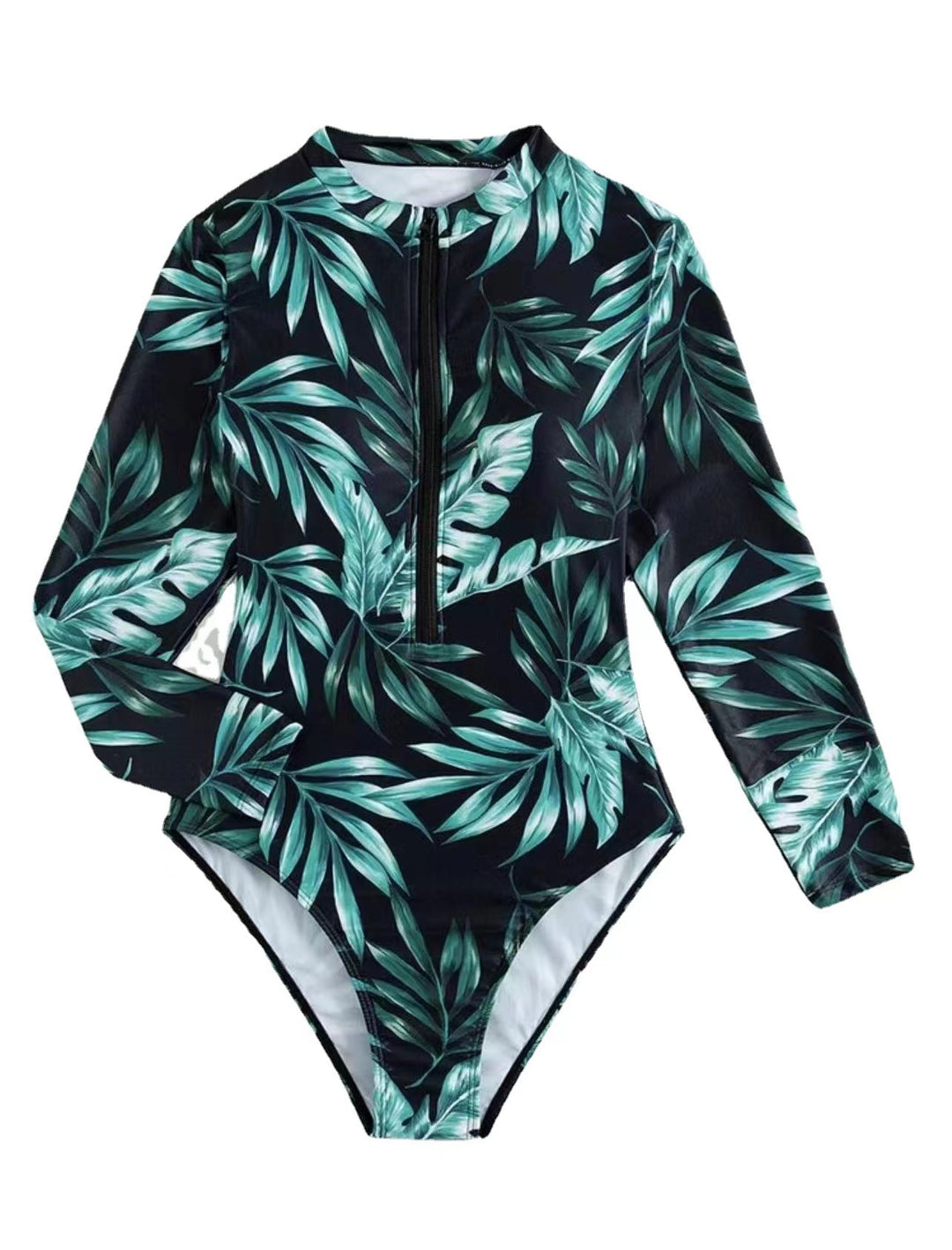 Damen Langarm-Badeanzug mit Floralprint und hochabschließendem Zip Drune