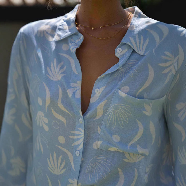 Damen Sommerliches Relax-Outfit mit floralem Muster und lockerer Passform Drune