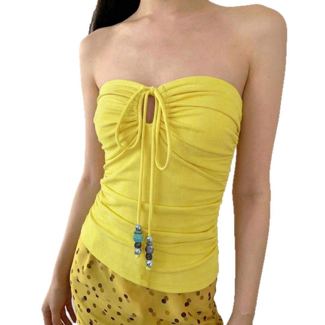 Damen Bandeau-Top mit raffinierten Bindedetails und elegantem Raffungselement Drune