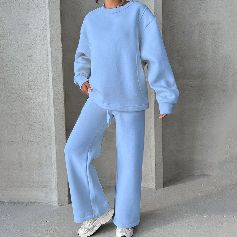 Damen Oversize-Sweatset aus weichem French-Terry mit weiter Palazzo-Jogginghose Drune