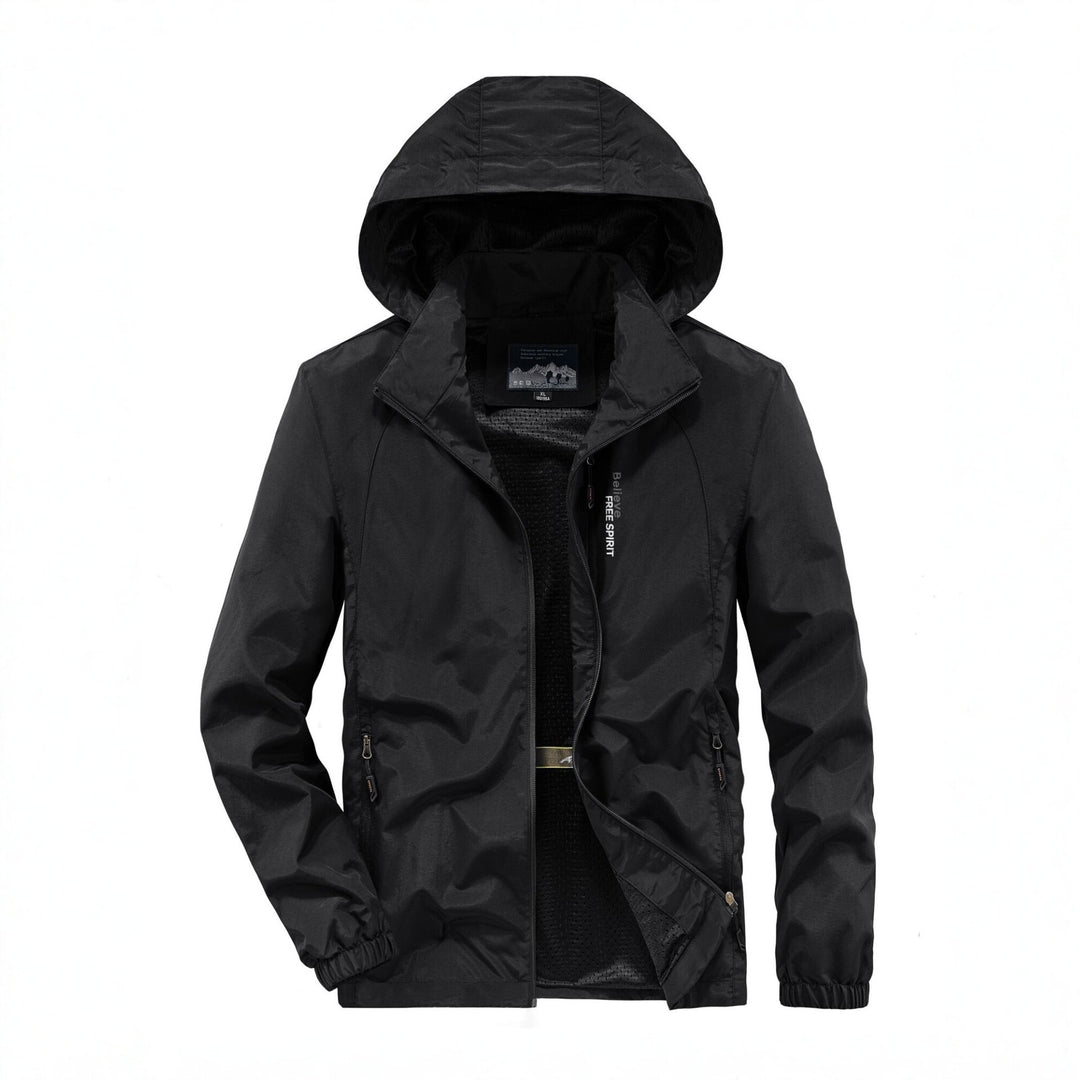 Herren Ultraleichte Atmungsaktive Kapuzenjacke mit perforiertem Mesh‑Futter und Reißverschlusstaschen Drune