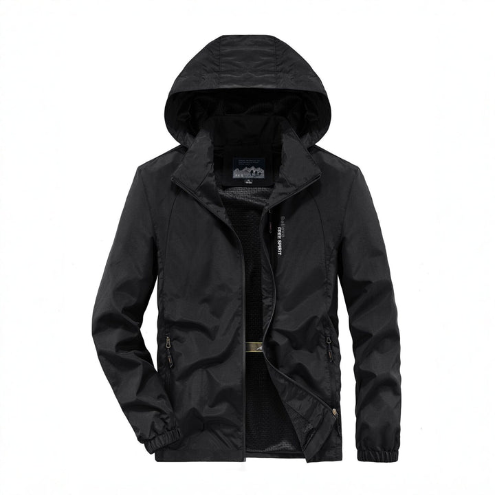 Herren Ultraleichte Atmungsaktive Kapuzenjacke mit perforiertem Mesh‑Futter und Reißverschlusstaschen Drune