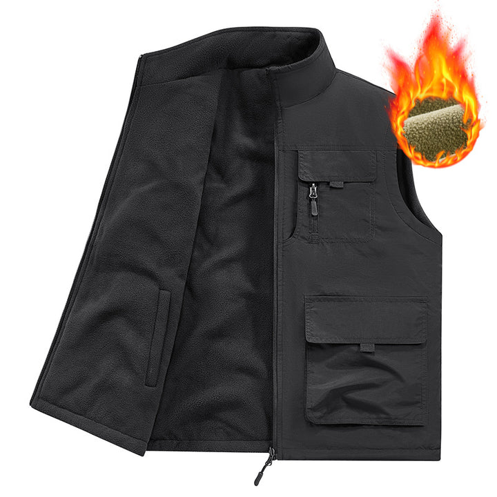 Herren Thermo-Utility-Weste mit Fleece-Innenfutter, winddichtem Shell und Multifunktionstaschen Drune