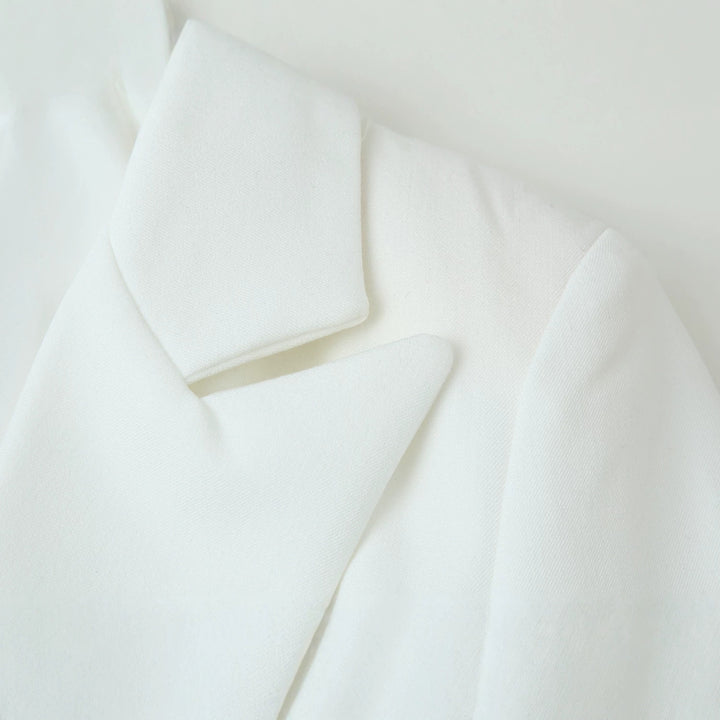 Damen Doppelreihiger Longline-Blazer mit Schalkragen und goldenen Zierknöpfen Drune