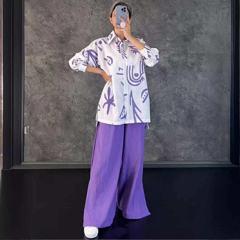Damen Lässige Oversized-Bluse mit grafischem Druck und weiter Passform Drune