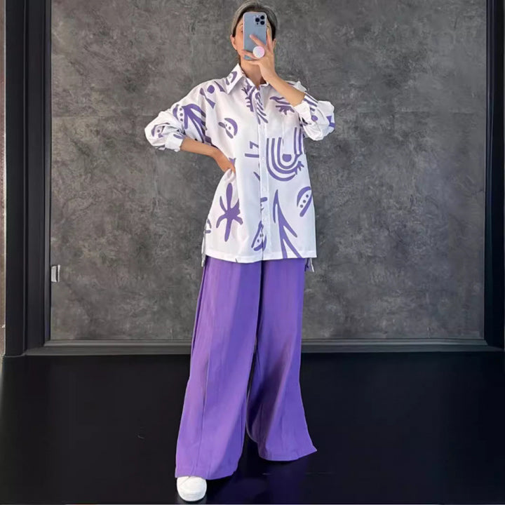 Damen Lässige Oversized-Bluse mit grafischem Druck und weiter Passform Drune