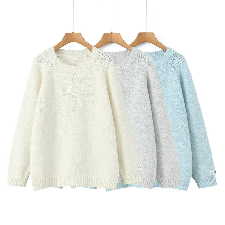 Damen Kuscheliger Strickpullover mit Rundhalsausschnitt Drune
