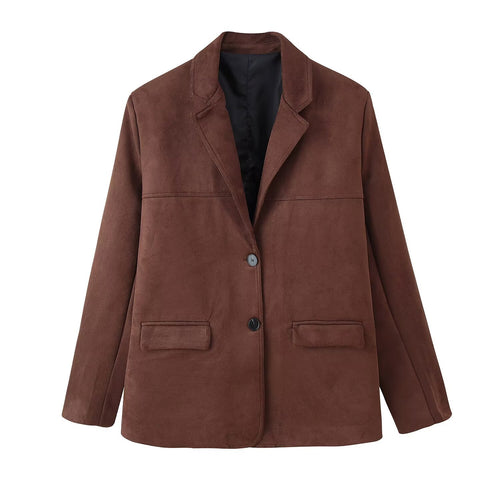 Damen modische Wildlederjacke mit elegantem Schnitt und praktischen Taschen Drune