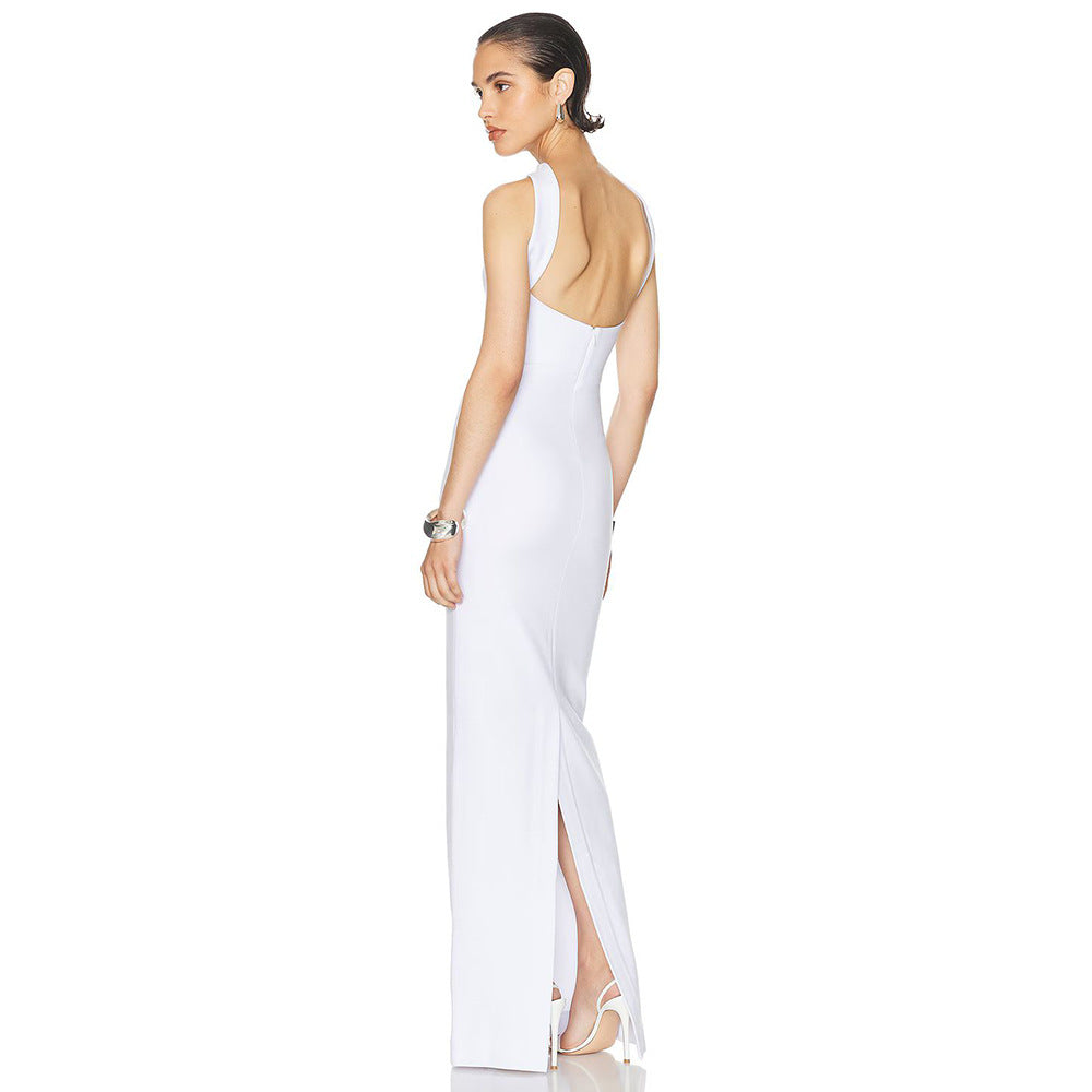 Damen elegantes Maxikleid mit verstellbaren Trägern Drune