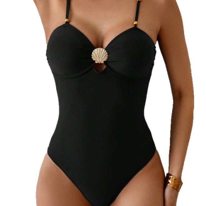 Damen Eleganter Badeanzug mit dekorativem Muschel-Detail Drune
