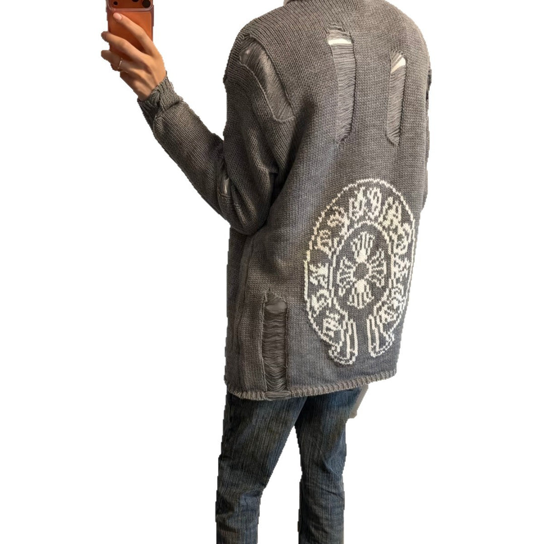 Damen Modischer Grobstrickpullover mit Rollkragen und distressed Design Drune