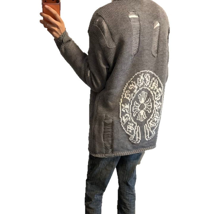 Damen Modischer Grobstrickpullover mit Rollkragen und distressed Design Drune