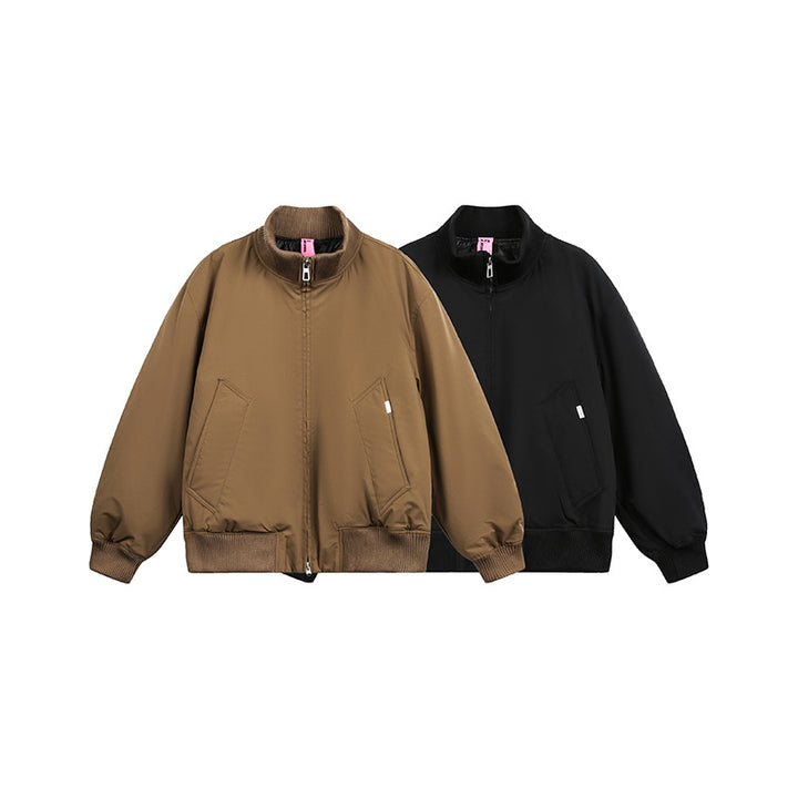 Unisex Boxy Bomberjacke im Oversize-Stil mit Rippbündchen und Zwei-Wege-Reißverschluss Drune