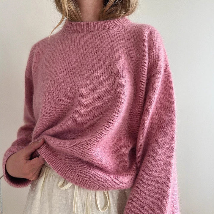 Damen Oversized Mohair-Mix Pullover mit weiter Silhouette und gerippten Bündchen Drune