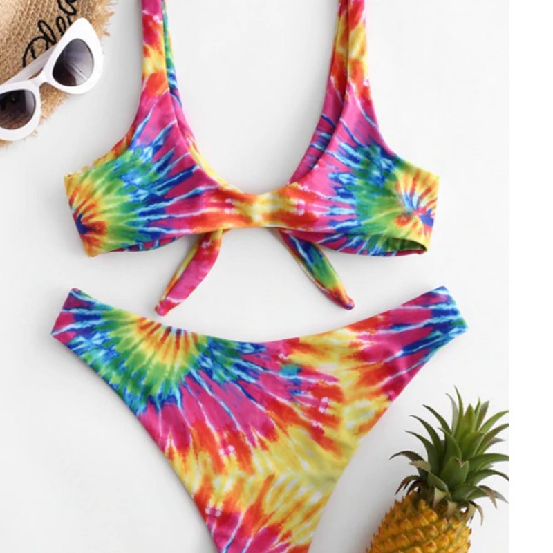 Damen Triangel-Bikini mit verspieltem Knoten-Design und hochwertigem Stoff Drune