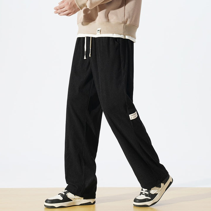 Herren Lässige Cordhose mit Elastischem Bund und Seitentaschen Drune