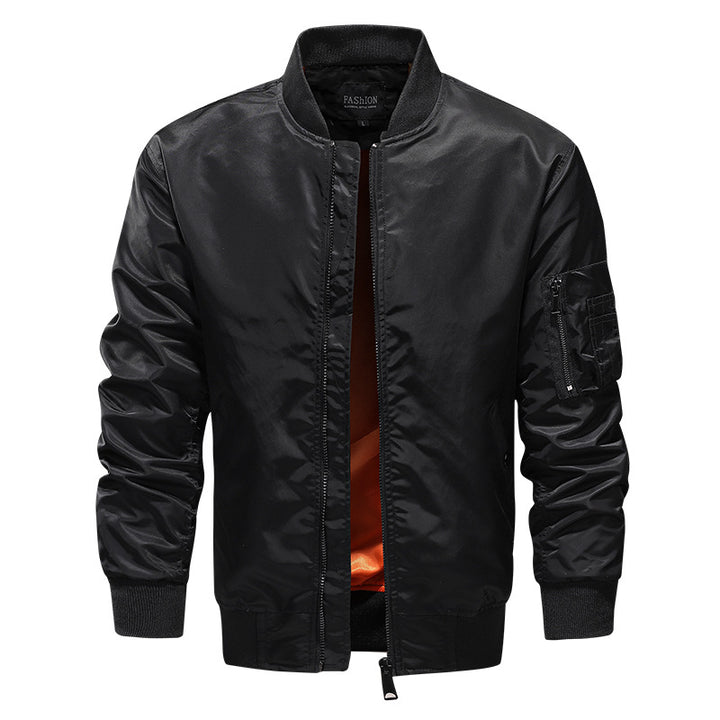 Herren Leichter Nylon‑Bomber mit kontrastierendem Futter und Ärmeltasche Drune