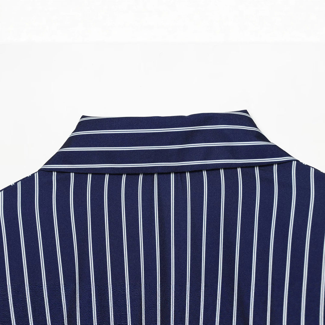 Damen Hemdblusenkleid mit Taillengürtel und kontrastierten Manschetten Drune