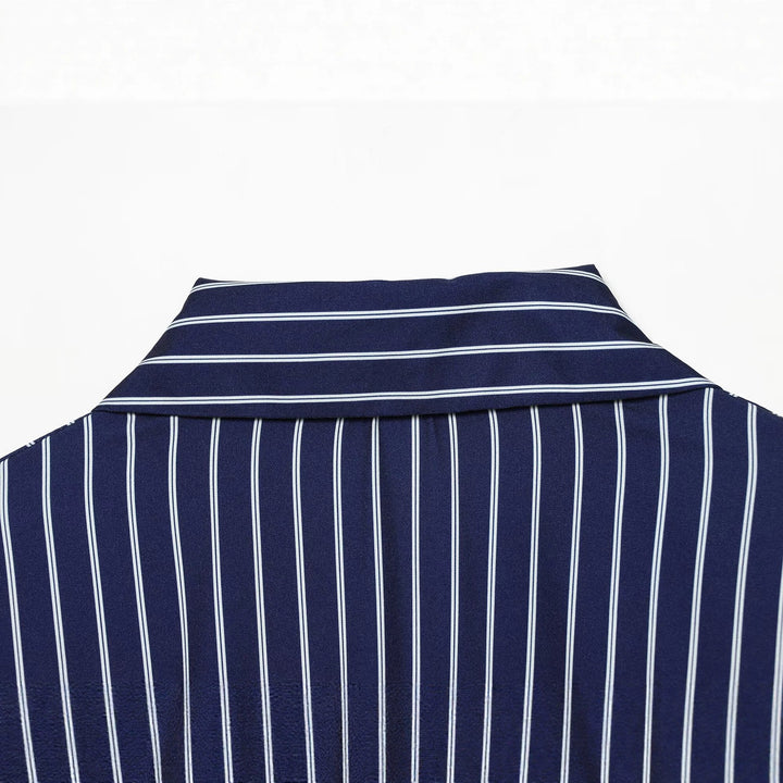 Damen Hemdblusenkleid mit Taillengürtel und kontrastierten Manschetten Drune