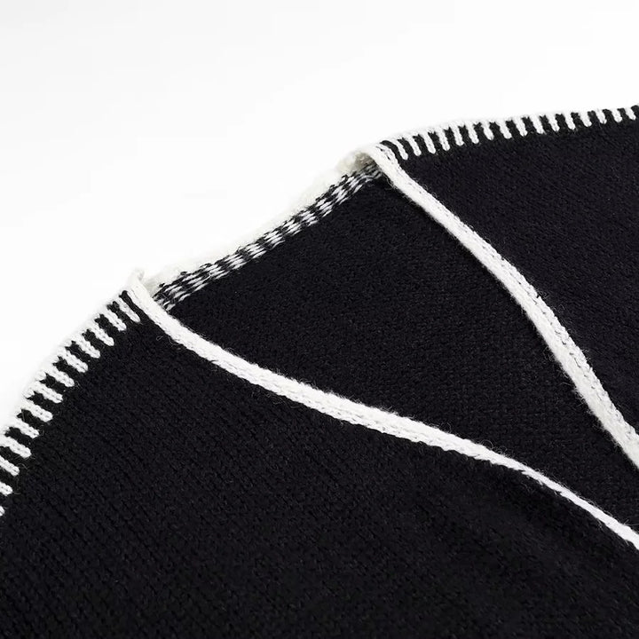 Damen nan oversized Strickcardigan mit kontrastziernähten und offener Front Drune