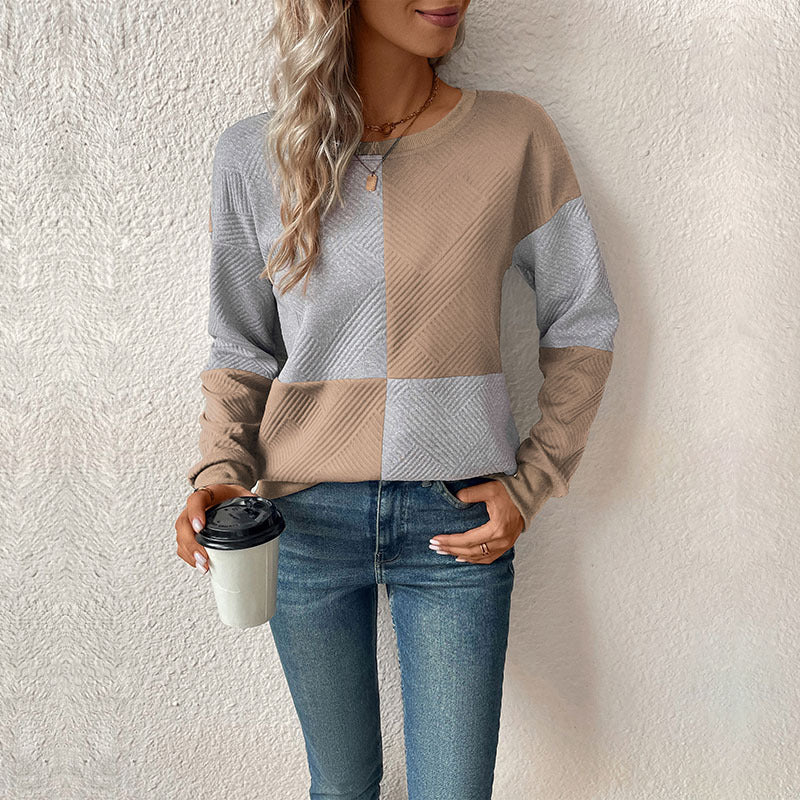 Damen lässiges Sweatshirt mit geometrischem Muster und trendigem Schnitt Drune