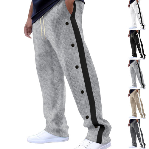 Herren nan gesteppte Freizeithose mit durchgehender Druckknopfleiste und Kontraststreifen Drune