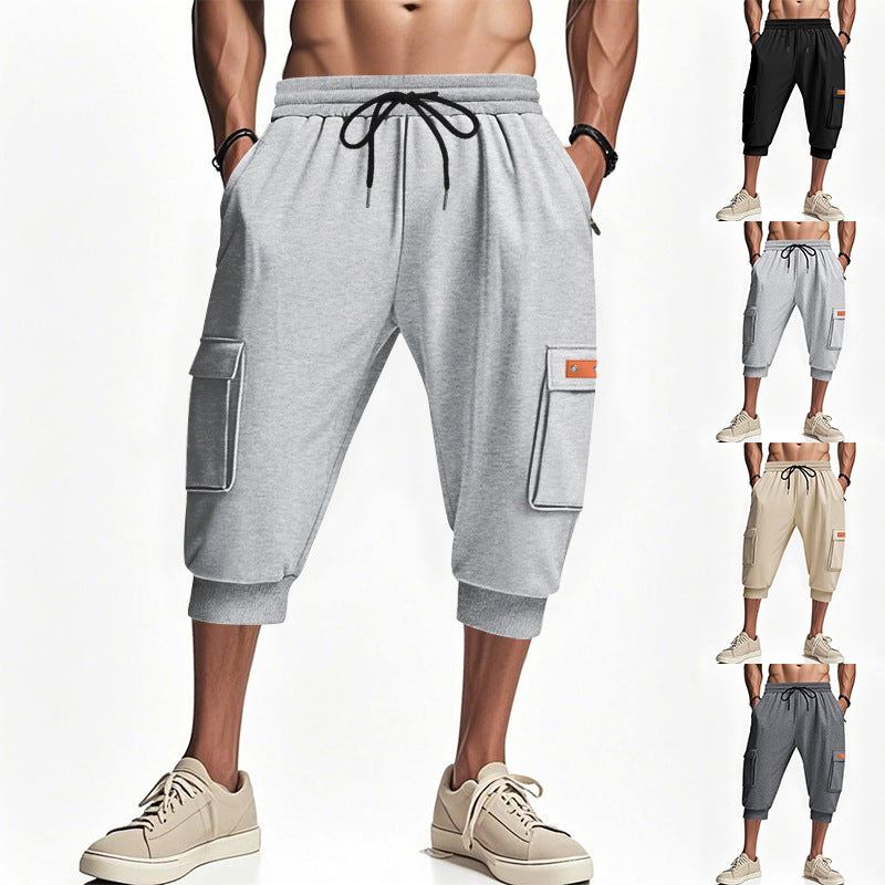 Herren lässige Cargo-Shorts mit Taschen und elastischem Bund Drune
