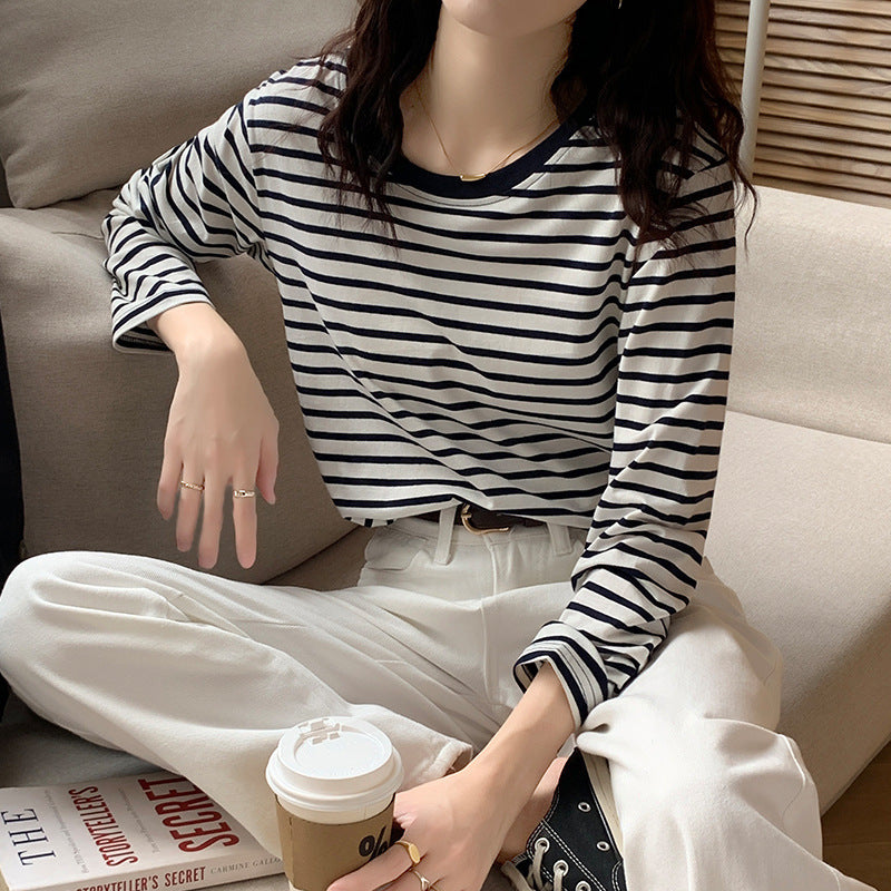 Damen Longsleeve-Shirt mit maritimem Streifenmuster und lässigem Schnitt Drune