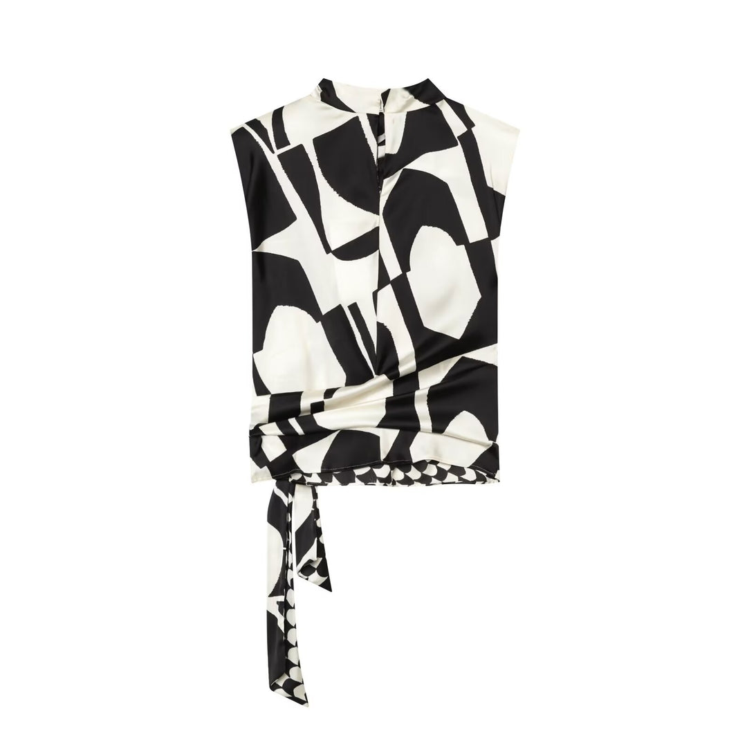 Damen Weite Palazzohose mit hoher Taille und grafischem Blockprint Drune