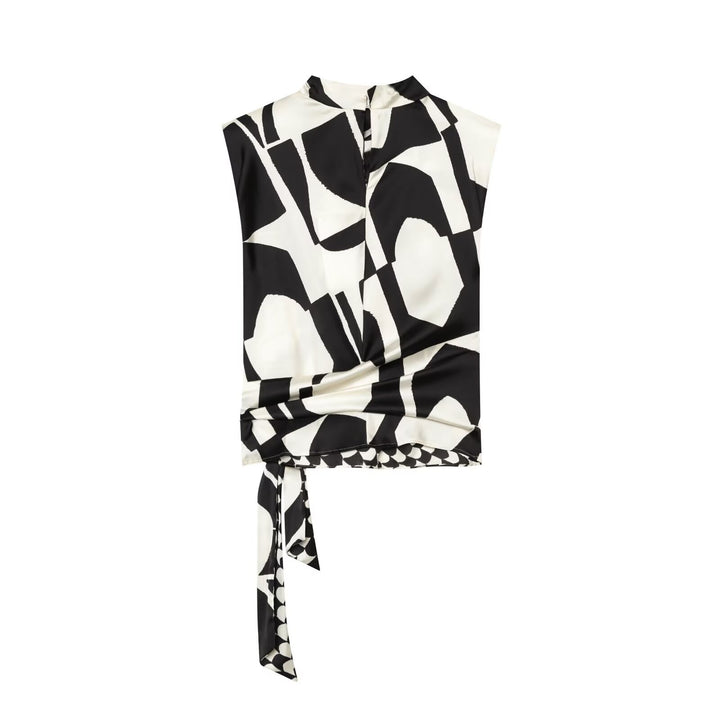 Damen Weite Palazzohose mit hoher Taille und grafischem Blockprint Drune