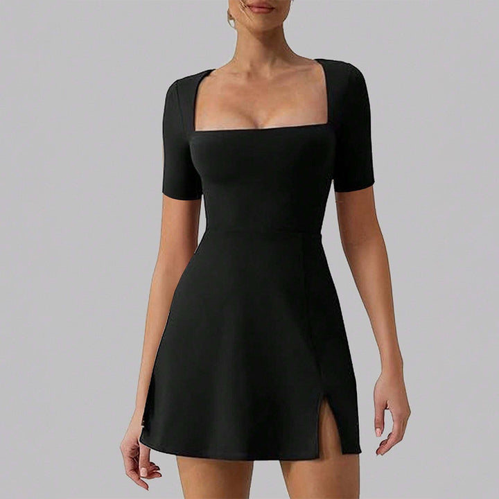 Damen Kurzkleid mit Quadrat-Ausschnitt und schwingendem Rock Drune