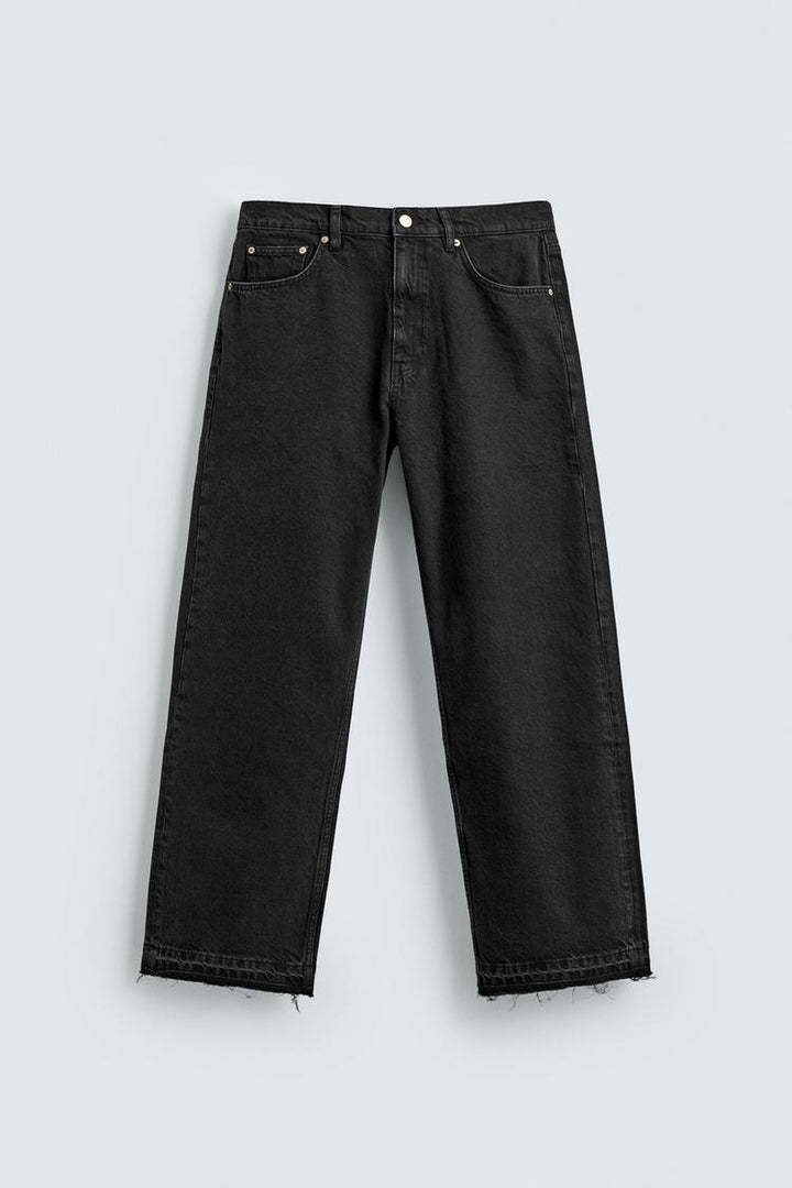 Herren Gerade geschnittene Jeans mit hoher Leibhöhe und Vintage‑Washed-Effekt Drune