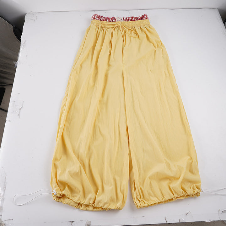 Damen Luftige Sommerhose mit Gummizug und Kordelzug Drune