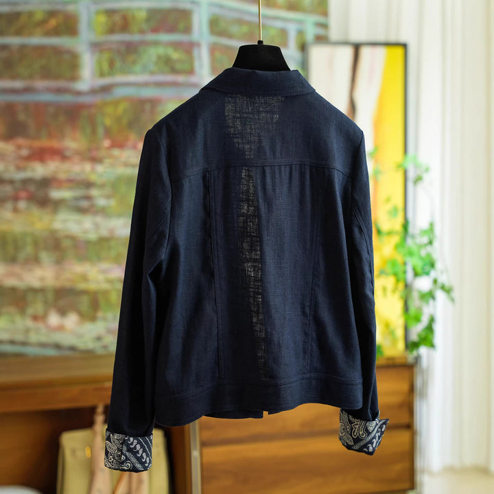Damen Modische Baumwolljacke mit asymmetrischem Kragen Drune