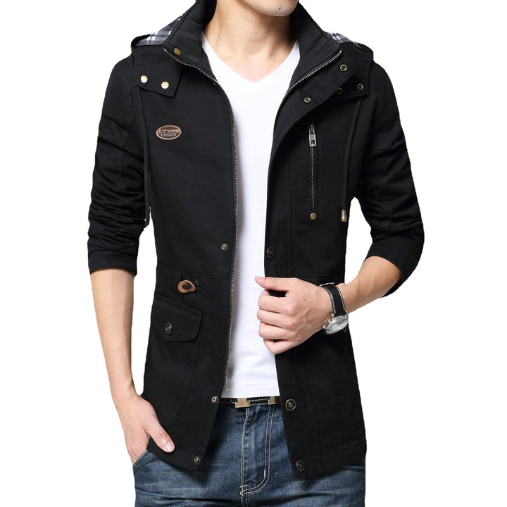 Herren Kapuzen-Parka im Fieldstyle mit Kordelzug und Reißverschluss Drune