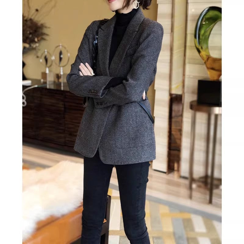 Damen Eleganter Tweed-Blazer Drune